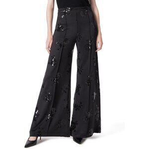 Womens High Rise Pull On Pin Tuck Pants Black Sequin Size X-Small